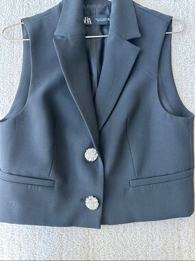 Zara Black Tailored Vest with Signature Label